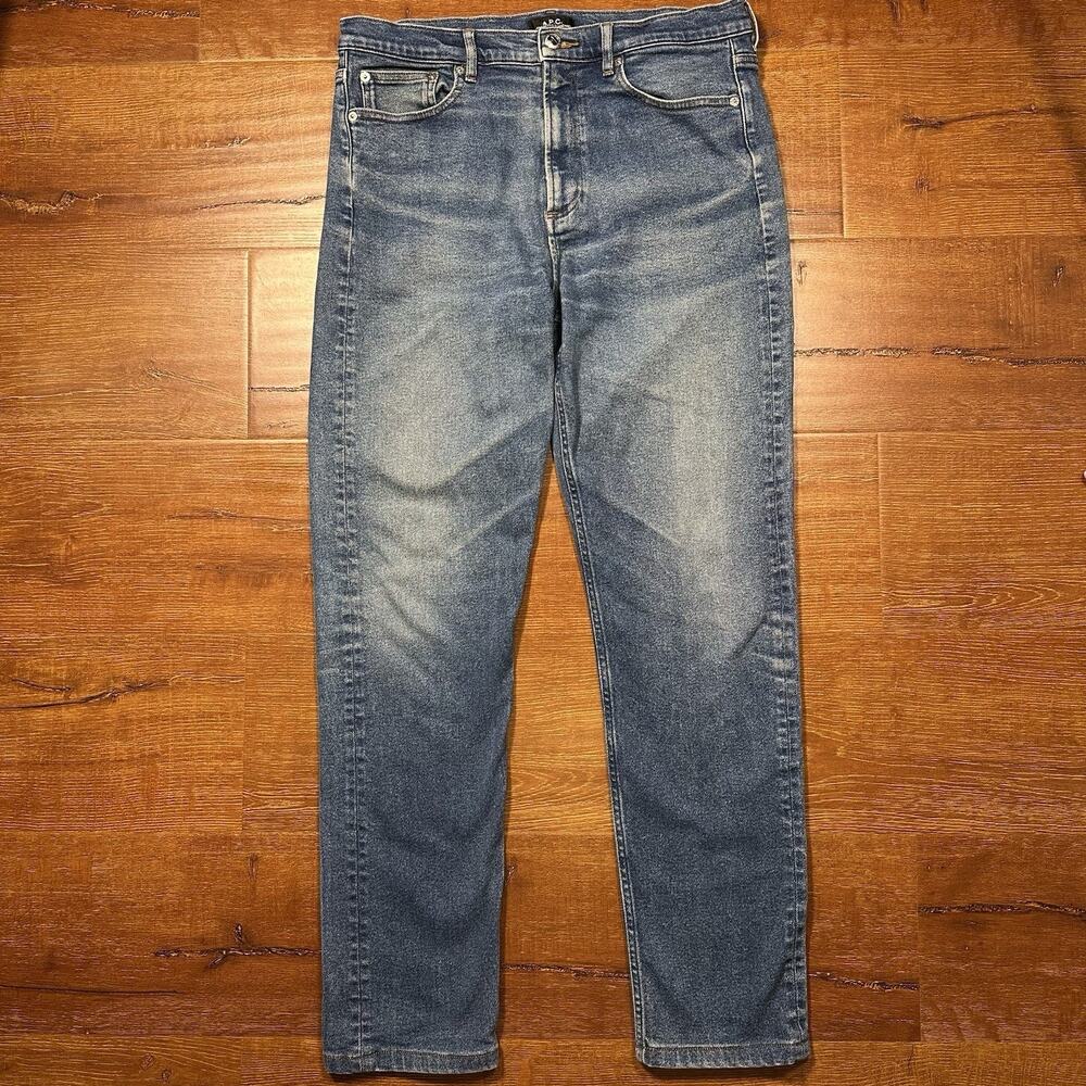 APC Jeans Mens 32x30 Blue Mid Wash Denim Slim Straight Jean Middle Designer City